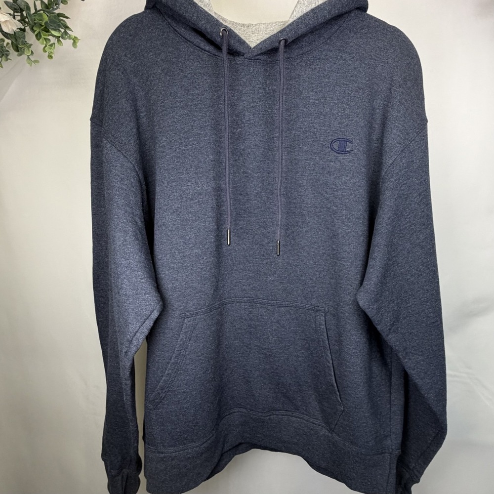 Champion Mens Hoodie Fleece L Performance Pullover Navy Blue‎ Pockets